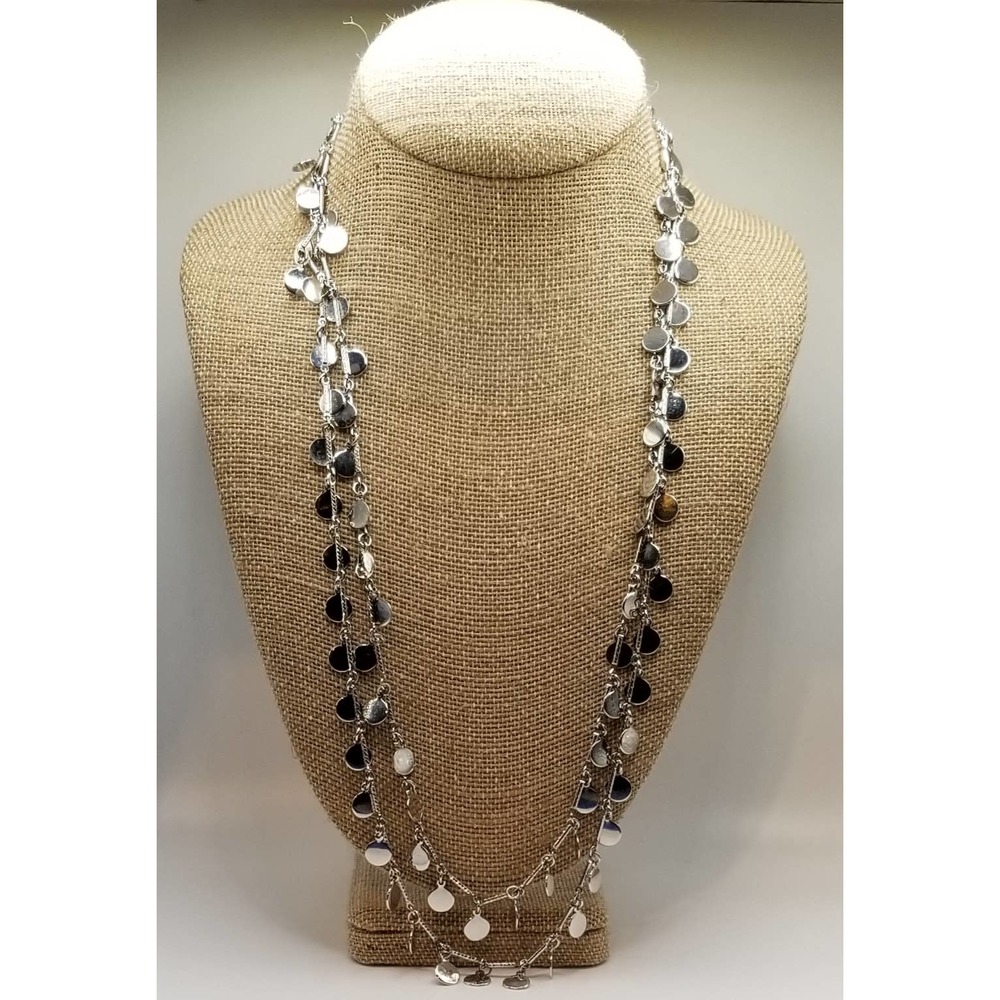 Opera Length Silver Tone Accent Necklace